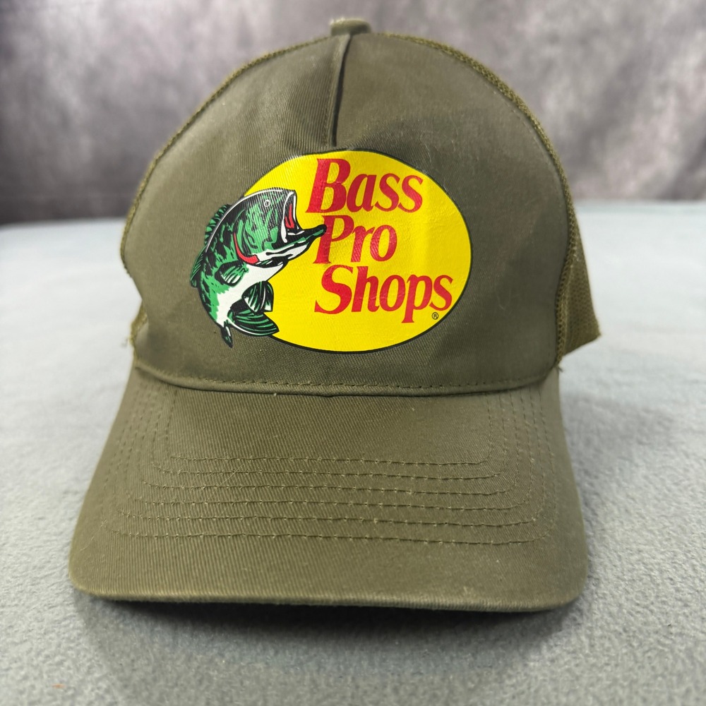 Bass Pro‎ Shops Trucker Hat Olive Green Mesh Snapback Fishing Cap OSFM